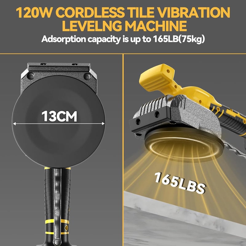 Samvinor Tile Vibration Tool for Dewalt 20V Battery, Cordless Tile Leveling Machine, Tiler Tools with Bubble Level Gauge, Large Suction Cup, 5 Speed, Tile Vibrator for Floor Wall(No Battery) - Image 3